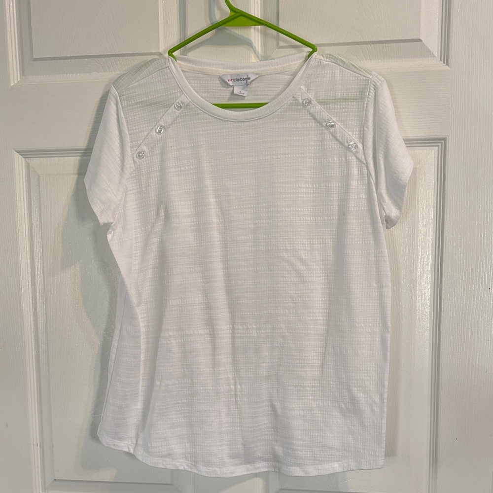 Liz Claiborne White Short Sleeve Top
